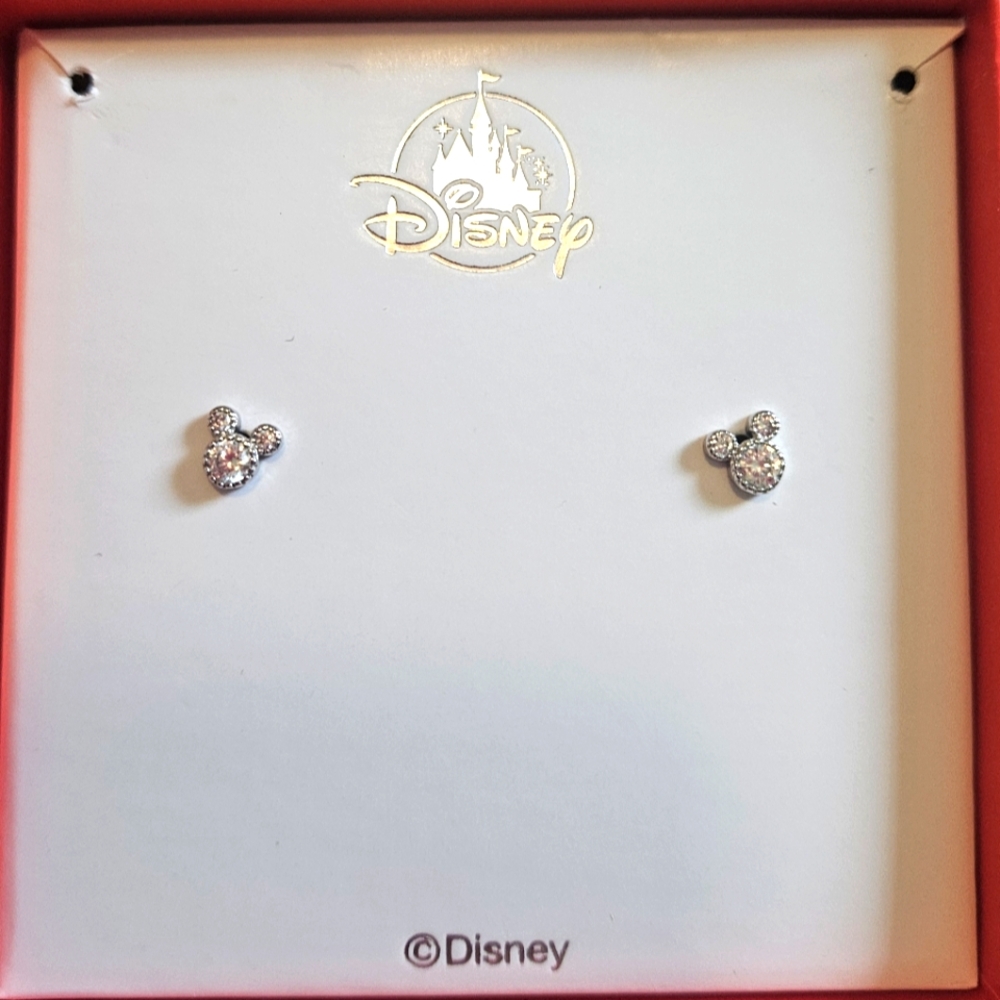 Disney Silver Crystal Stud Mickey Mouse Earrings